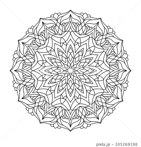 Isolated simple floral mandala. Vector ornamental illustration. 105269198