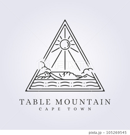 line art table mountain cape town in badge logo icon symbol sign vector illustration design 105269545