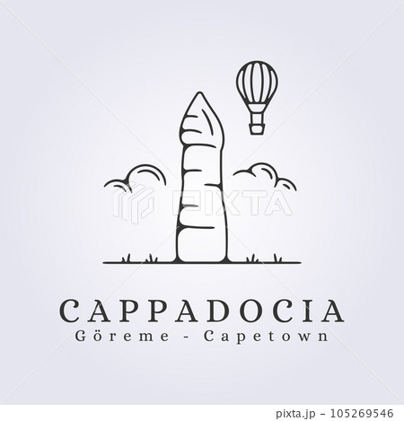simple air balloon cappadocia goreme line art logo icon symbol vector illustration design 105269546