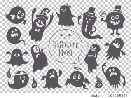Halloween ghost illustration set (black and white silhouette) Halloween ghost illustration set (black and white silhouette) 105269553