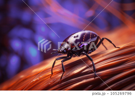Close up of an ugly black tick. Generative AI 105269796