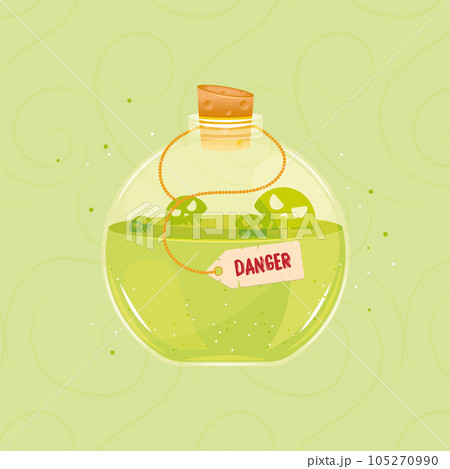 Isolated colored magical flask potion with danger label Vector 105270990
