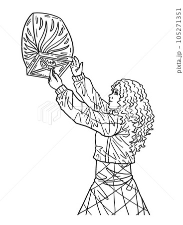 New Year Woman with a Lantern Isolated Adults New Year Woman with a Lantern Isolated Adults 105271351