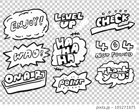 英式美式漫畫風格氣球留言插畫套裝（單色） 105271875