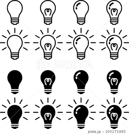 モノクロの電球のベクターイラストセット 105271895