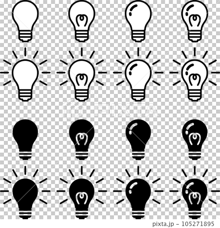 モノクロの電球のベクターイラストセット 105271895