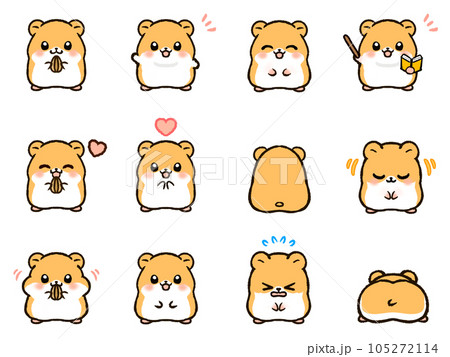 かわいいゴールデンハムスターのイラスト素材セット 105272114