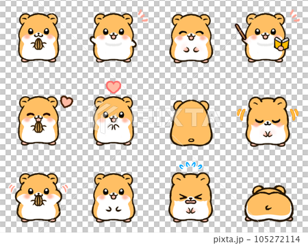 かわいいゴールデンハムスターのイラスト素材セット 105272114