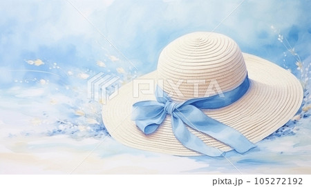 青い背景と麦わら帽子 AI画像 青い背景と麦わら帽子 AI画像 105272192