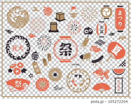 夏祭とお盆の和風イラスト素材 105272204