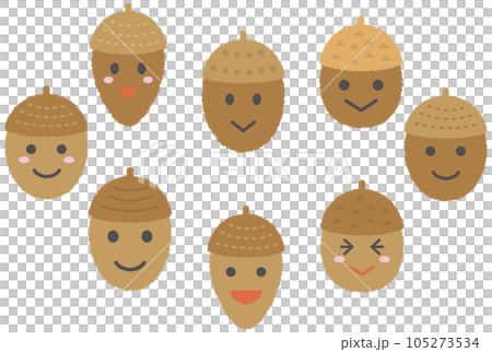 可愛的橡子字符集手繪風格 105273534