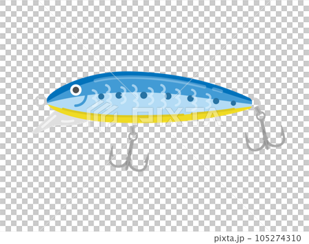 Blue fishing bait in shape of fish cartoon illustration Stock