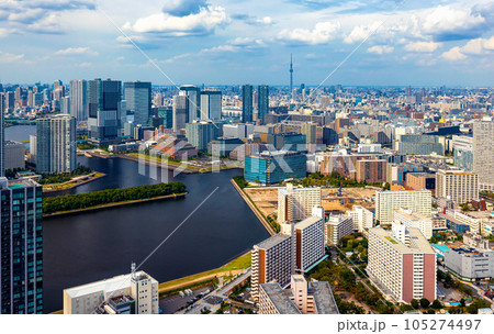 Aerial view of Odaiba Harbor in Tokyo, Japan Aerial view of Odaiba Harbor in Tokyo, Japan 105274497