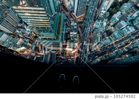 Aerial View of Shibuya, Tokyo at sunset 105274502