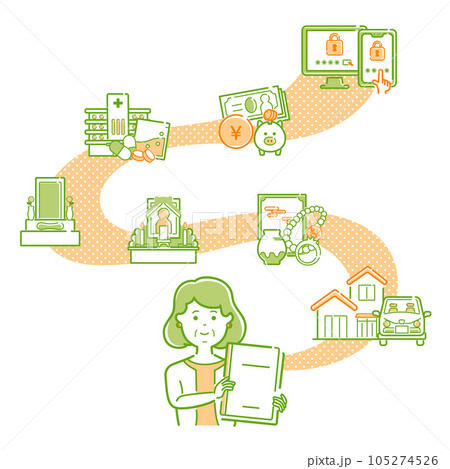 エンディングノートを備えるシニア女性 105274526