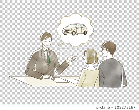 自動車に関する説明をしているスーツ姿の男性 105275167