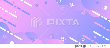 ピンクとパープルのグラデーションと幾何学模様のポップな背景　バナー、ヘッダーデザイン 105275438
