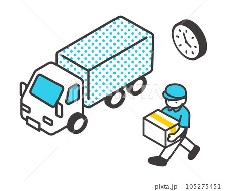 荷物を届ける宅配業者のベクターイラスト素材/宅配 荷物を届ける宅配業者のベクターイラスト素材/宅配 105275451