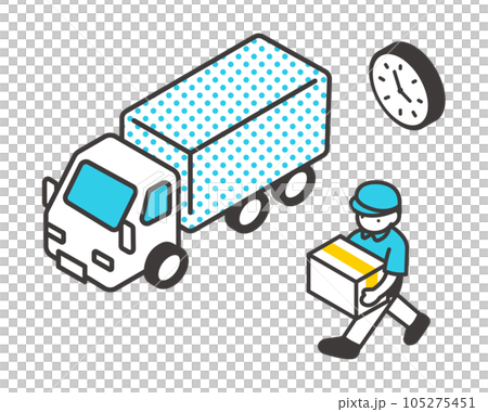 荷物を届ける宅配業者のベクターイラスト素材/宅配 荷物を届ける宅配業者のベクターイラスト素材/宅配 105275451