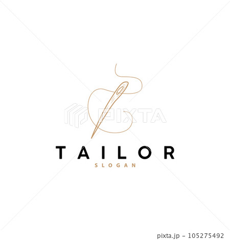 Tailor Logo, Needle and Thread Vector, Retro Vintage Simple Minimalist Old Inspiration Design Tailor Logo, Needle and Thread Vector, Retro Vintage Simple Minimalist Old Inspiration Design 105275492