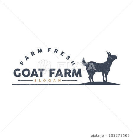 Goat logo, Goat Farm Inspiration Design, Vector Cattle Livestock, Rustic Retro Vintage Silhouette Goat logo, Goat Farm Inspiration Design, Vector Cattle Livestock, Rustic Retro Vintage Silhouette 105275503