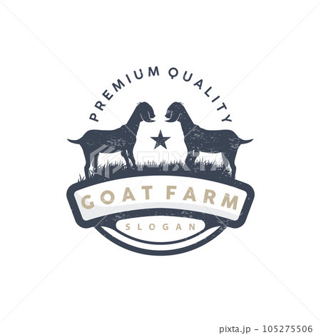 Goat logo, Goat Farm Inspiration Design, Vector Cattle Livestock, Rustic Retro Vintage Silhouette 105275506