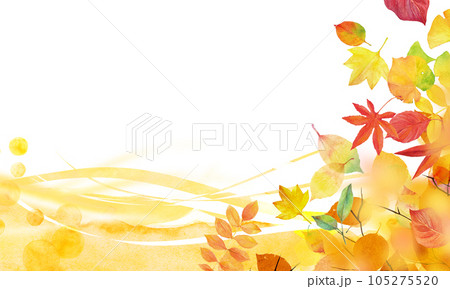 秋の背景素材　落ち葉や紅葉　バックイメージ 105275520