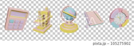 3D icon back to school collection rendered isolated on the transparent background 3D icon back to school collection rendered isolated on the transparent background 105275902