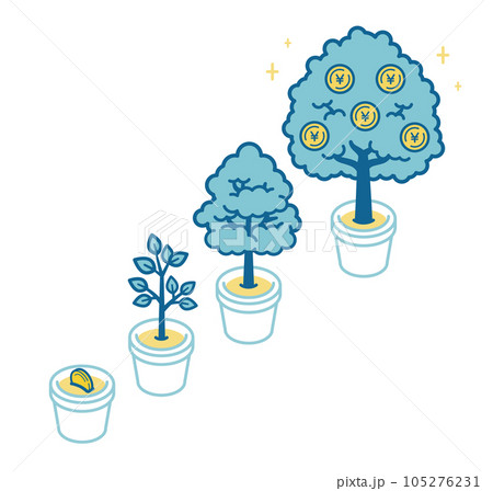 Illustration of money tree growth process Illustration of money tree growth process 105276231