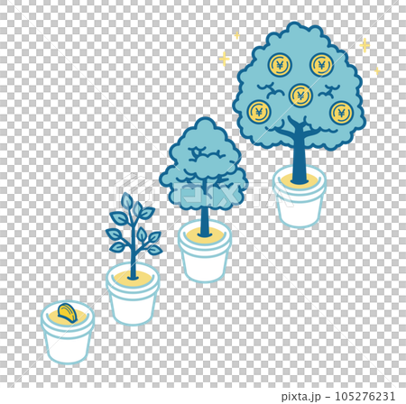Illustration of money tree growth process Illustration of money tree growth process 105276231