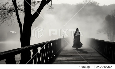 Generative AI, Ethereal Crossing: The Ghostly Bridge Walker 105276562
