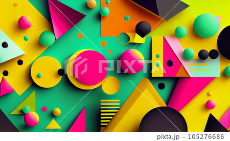 Generative AI, Futuristic Geometry - Grey and White Abstract Background 105276686