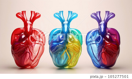 3D illustration of the human organ systems, Human internal organs. Anatomy. Nervous, circulatory, digestive, excretory, urinary,and bone systems. Medical education concept, Generative AI illustration 105277501