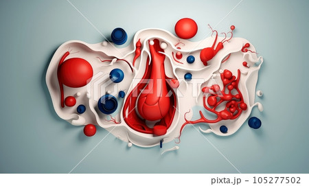 3D illustration of the human organ systems, Human internal organs. Anatomy. Nervous, circulatory, digestive, excretory, urinary,and bone systems. Medical education concept, Generative AI illustration 105277502