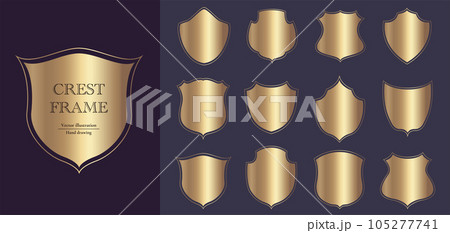 ゴールドのメダル。金色のフラットなベクターフレームのセット。 105277741