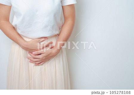 Woman having abdomen pain. Ovarian and Cervical cancer, Cervix disorder, Endometriosis, Hysterectomy, Uterine fibroids, Reproductive, menstruation, Stomach, Pregnancy and Sexual Transmitted disease 105278108