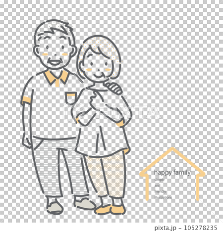 A smiling senior couple Simple and stylish line drawing illustration 105278235