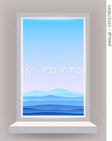 Window view interior, minimal landscape, hills,...のイラスト素材 [105279095 ...