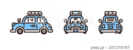 クラシックな車のイラスト 青色の車 105279787