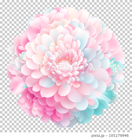 Various round flowers in pastel tones. Various round flowers in pastel tones. 105279946