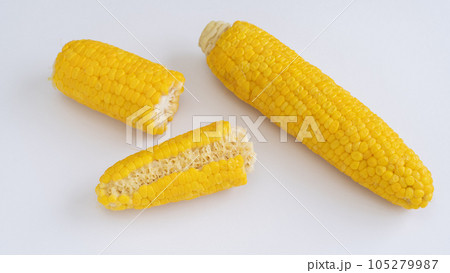 食べかけのトウモロコシ｜とうもろこしををきれいに食べるイメージ 105279987