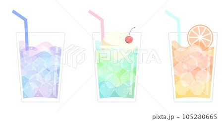 グラデーションのジュース3種類 105280665