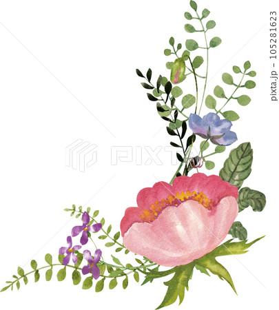 Flower and leaf watercolor png 105281623
