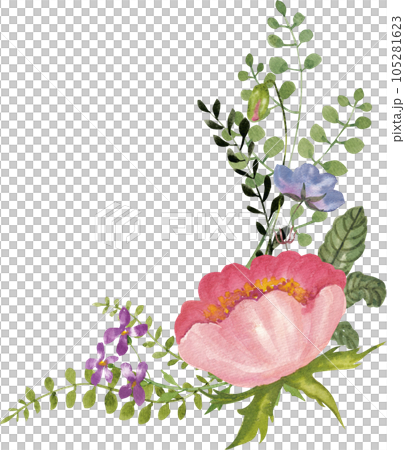 Flower and leaf watercolor png 105281623