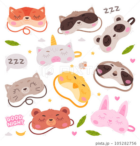 Eye Mask for Sleeping as Cloth Cover to Block out Light Vector Set Eye Mask for Sleeping as Cloth Cover to Block out Light Vector Set 105282756