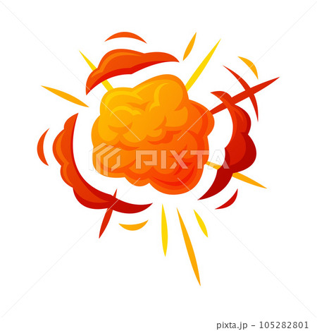 Bomb Explosion Bright Orange Cloud Vector Illustration 105282801