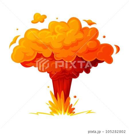 Bomb Explosion Bright Orange Cloud Vector Illustration 105282802