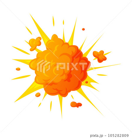 Bomb Explosion Bright Orange Cloud Vector Illustration 105282809