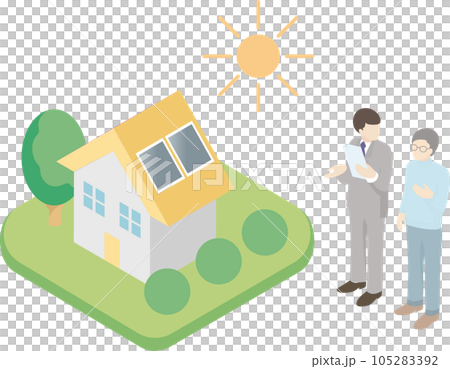 等距人解釋太陽能電池板業務簡單插畫素材 等距人解釋太陽能電池板業務簡單插畫素材 105283392