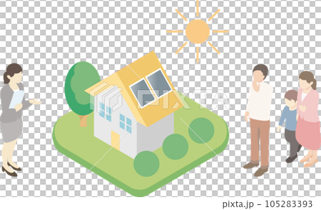 等距人解釋太陽能電池板業務簡單插畫素材 105283393